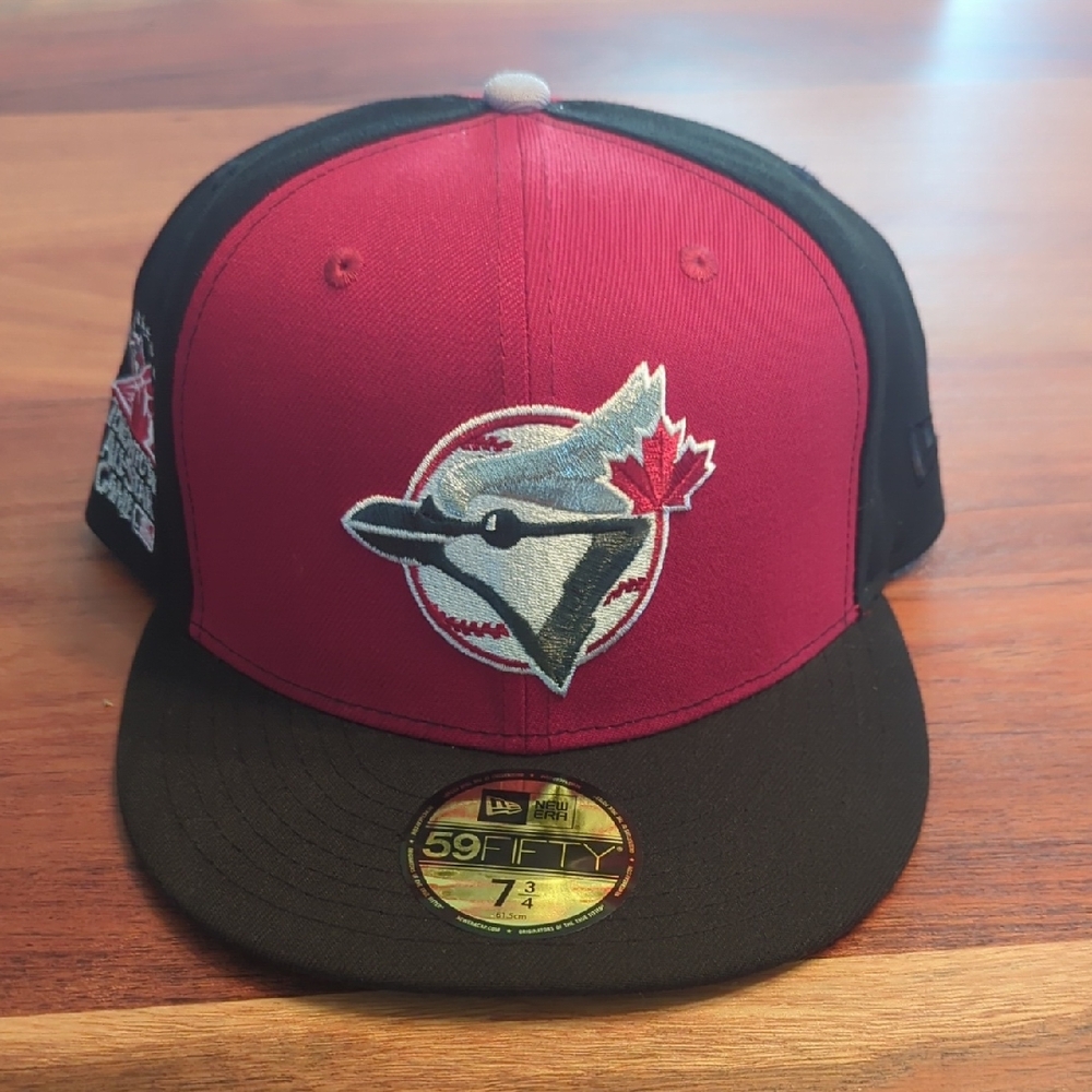 Toronto Blue Jays '91 All Star Game Black And Red Pinwheel Fitted Baseball Hat - Picture 1 of 5